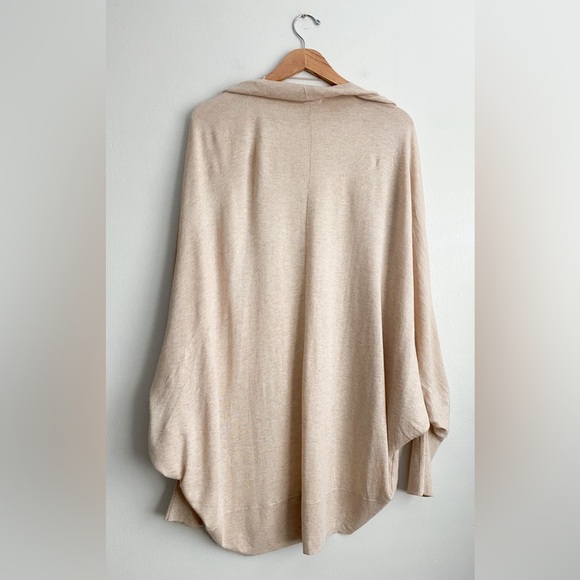 Kimono Dolman Wool Cotton Sweater Cardigan Beige Relaxed Boho Cottage Minimalist - Picture 6 of 8